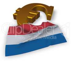 eurosymbol und niederländische flagge - 3d rendering