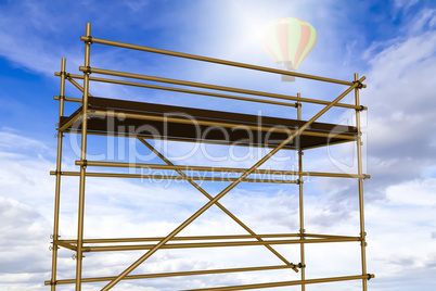 Scaffolding towering into the sky