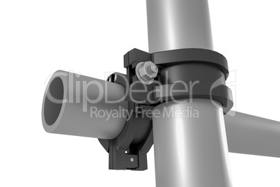 Clamp as pipe connection, 3d illustration