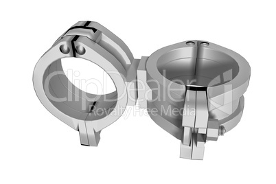 Pipe connection clamp, 3d illustration