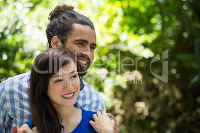 Romantic young couple in park