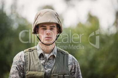 Portrait of handsome military soldier