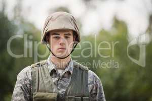 Portrait of handsome military soldier