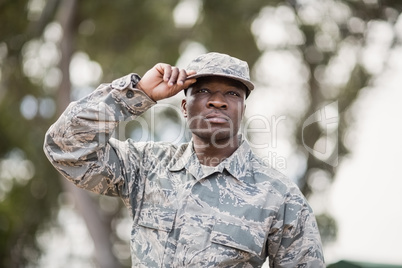 Confident military soldier