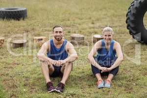 Fit people sitting together