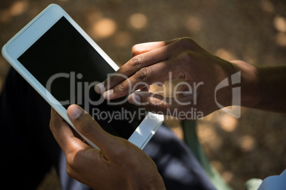 Businessman using tablet PC