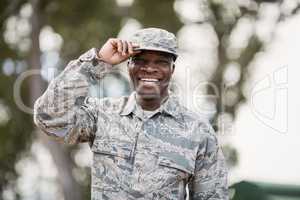 Portrait of happy military soldier