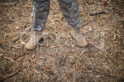 Legs of military soldier