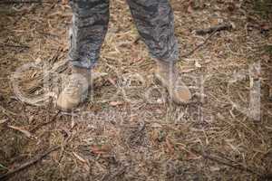 Legs of military soldier