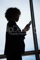 Businesswoman using mobile phone at conference centre