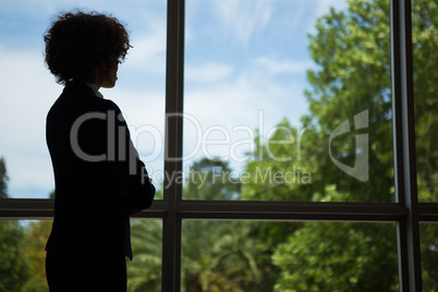 Businesswoman standing near the window