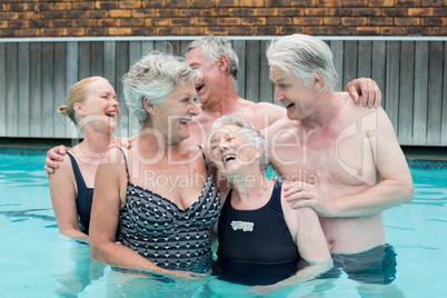 Senior swimmers enjoying in pool