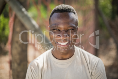 Portrait of happy military soldier