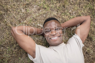 Portrait of happy military exercising