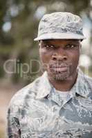 Portrait of confident military soldier