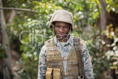 Portrait of confident military soldier