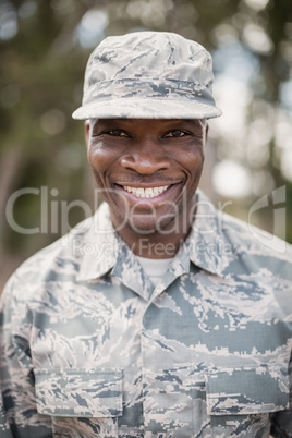 Portrait of happy military soldier