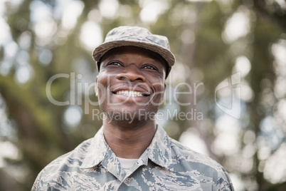 Close-up of happy military soldier