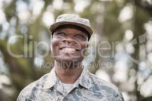 Close-up of happy military soldier