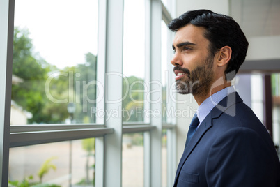 Businessman looking through the window