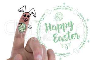 Composite image of digitally generated image of fingers painted as easter bunny