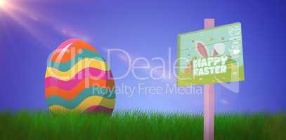 Composite image of easter egg hunt sign