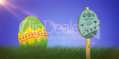 Composite image of easter egg hunt sign