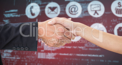 Composite image of businessman shaking hands with partner