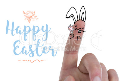 Composite image of vector image of fingers as easter bunny