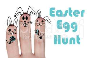 Composite image of digitally generated image of fingers painted as easter bunny