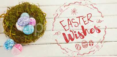Composite image of happy easter red logo against a white background