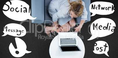 Composite image of woman on her laptop