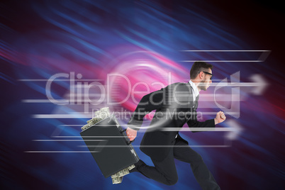 Composite image of running businessman