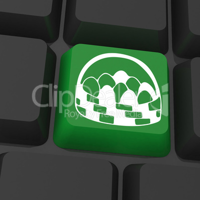 Black keyboard with green key