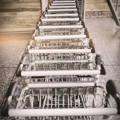 Trolleys at supermarket