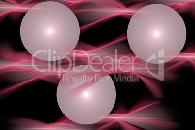 Fractal image: pink balloons and waves.