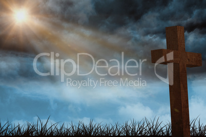 Composite image of wooden cross