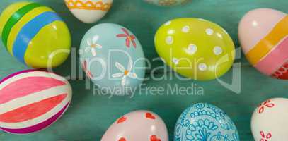 Close-up of painted Easter eggs