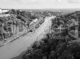 River Avon Gorge in Bristol in black and white