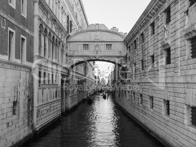 Bridge of Sighs in Venice in black and white