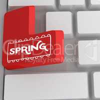 White keyboard with red key
