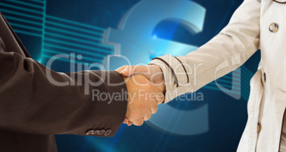 Composite image of ale and female corporate people shaking hands