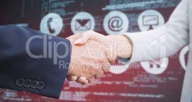 Composite image of corporate people doing handshake