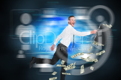 Composite image of running businessman