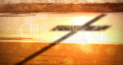 Composite image of close up of 3d wooden cross