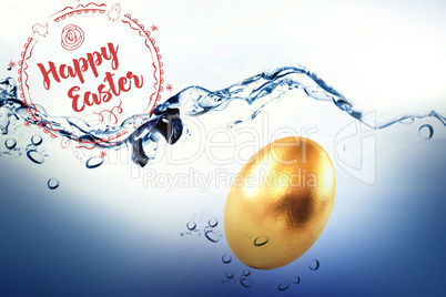 Composite image of happy easter red logo against a white background