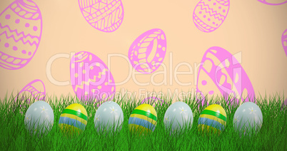 Composite image of easter eggs arranged side by side