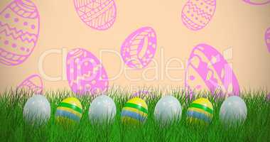 Composite image of easter eggs arranged side by side