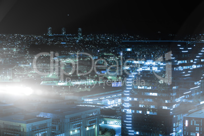 High angle view of illuminated crowded cityscape