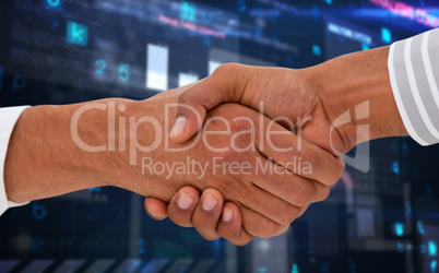 Composite image of corporate men doing handshake